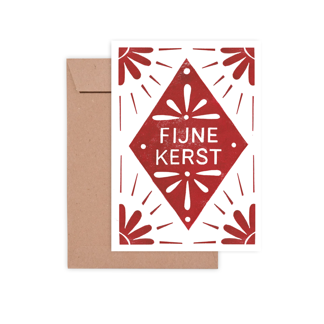 Kerstkaarten set van 5 'Fijne kerst'