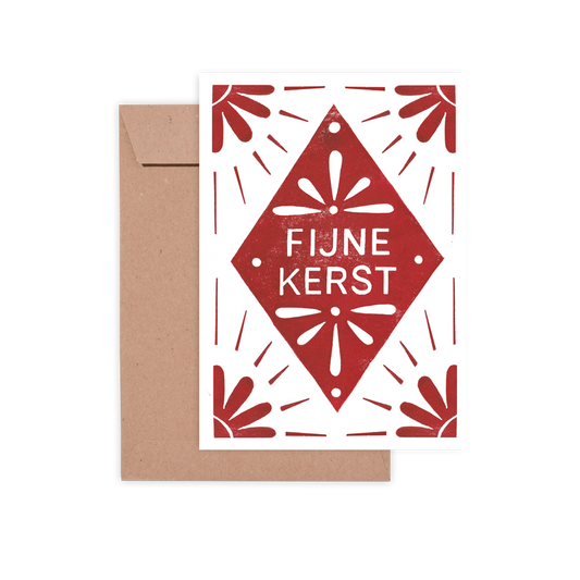 Kerstkaarten set van 5 'Fijne kerst'